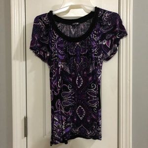 Apt 9 purple and black paisley shirt, petite small